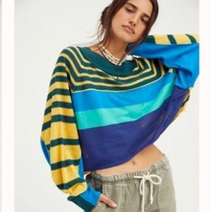 Free People Block Party Pullover Sweater sz xs cropped